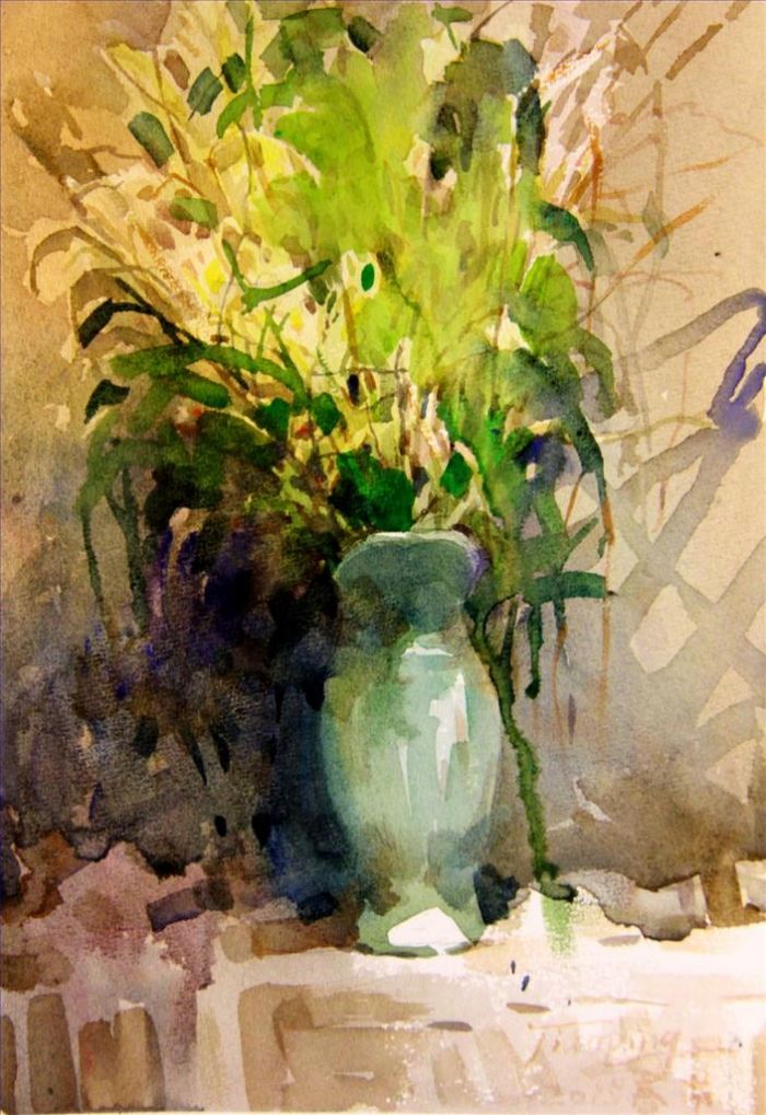 Wu Jianping's Contemporary Various Paintings - A Vase of Flowers