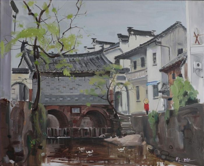 Wu Xiaojiang's Contemporary Chinese Painting - Langqiao in Huizhou