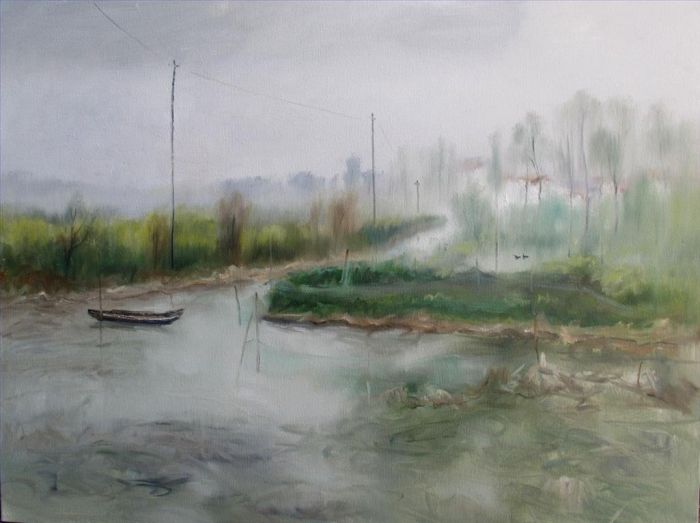Xia Daqi's Contemporary Oil Painting - Honghu Lake