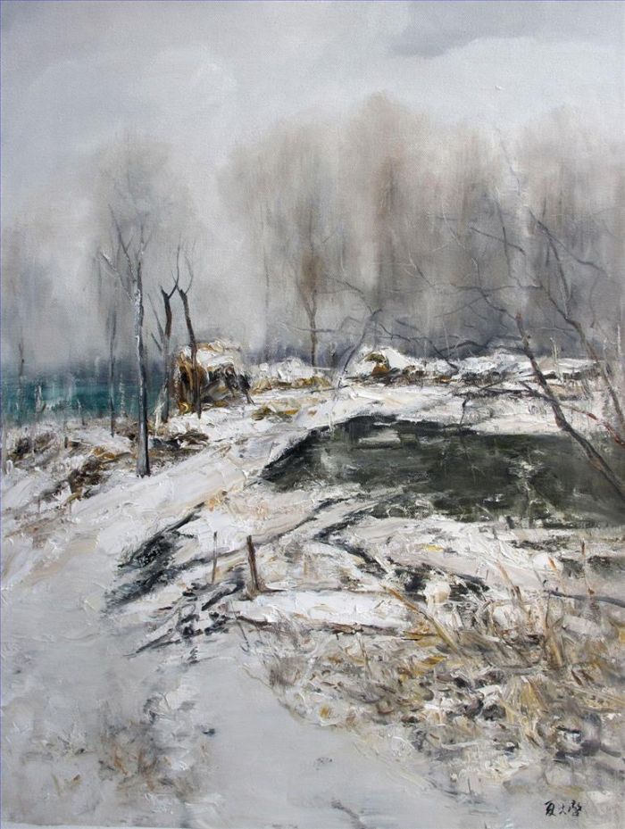 Xia Daqi's Contemporary Oil Painting - Snow Covered Landscape