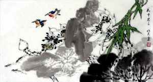 Contemporary Chinese Painting - Representation of Gentleman in Flowers