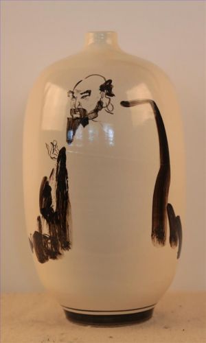 Contemporary Artwork by Xiao Nan - Cizhou Eighteen Arhats Prunus Vase 3
