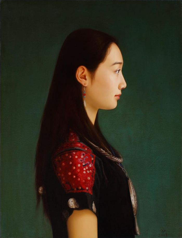 Xie Ye's Contemporary Oil Painting - Woman of Miao Nationality