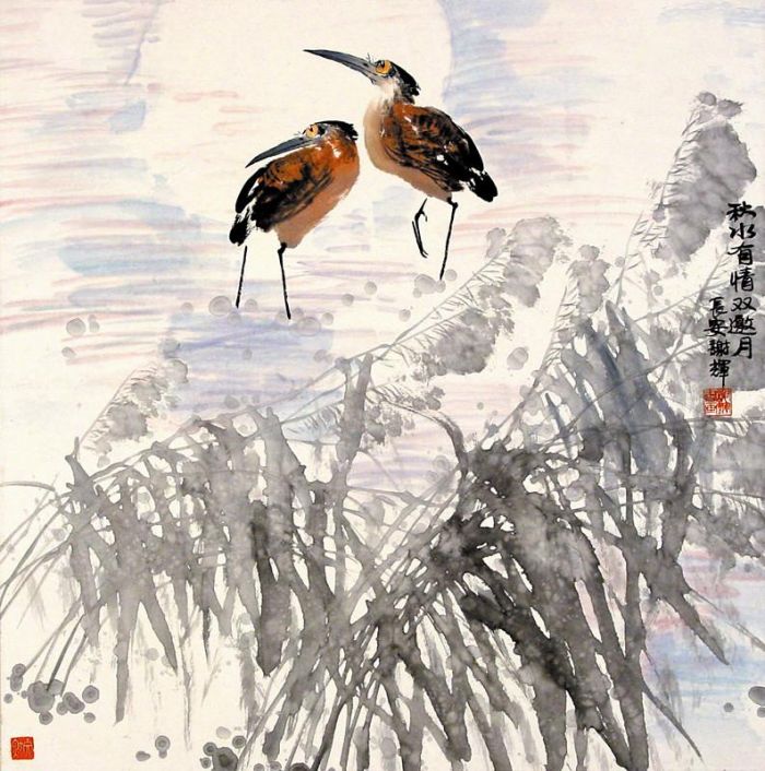 Xie Hui's Contemporary Chinese Painting - Reflection of The Moon in The Autumn River