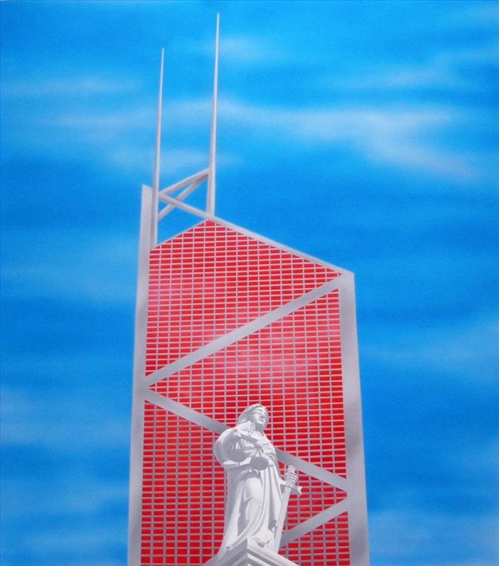 Xie Ke's Contemporary Oil Painting - Lady of Justice Red Capital