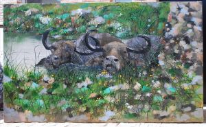 Contemporary Oil Painting - Buffalo