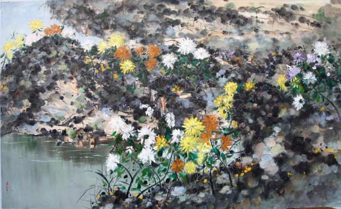 Xie Lantao's Contemporary Oil Painting - Chrysanthemum Indicum