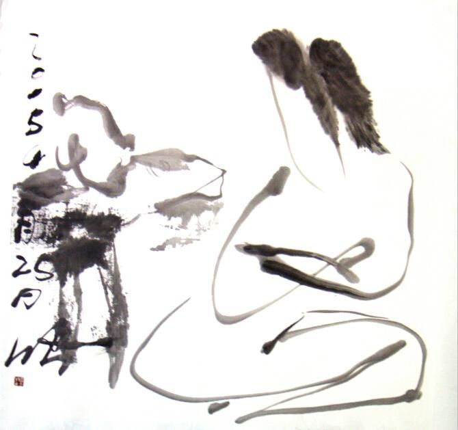 Xu Guoliang's Contemporary Chinese Painting - Ink Female Body