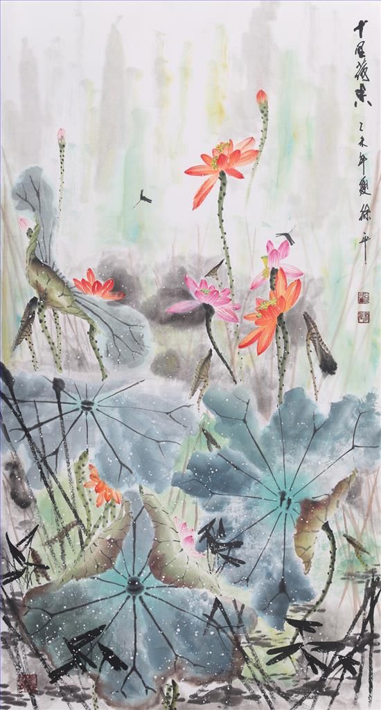 Xu Ping's Contemporary Chinese Painting - Lotus Fragrance Over 10 Li