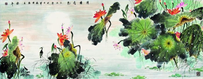 Xu Ping's Contemporary Chinese Painting - Moonlight Over Lotus Pond