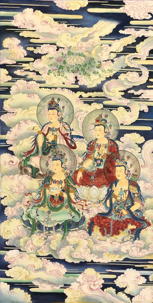 Xu Zisong's Contemporary Chinese Painting - Four Bodhisattvas