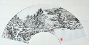 Contemporary Artwork by Xue Ximei - Landscape Fan