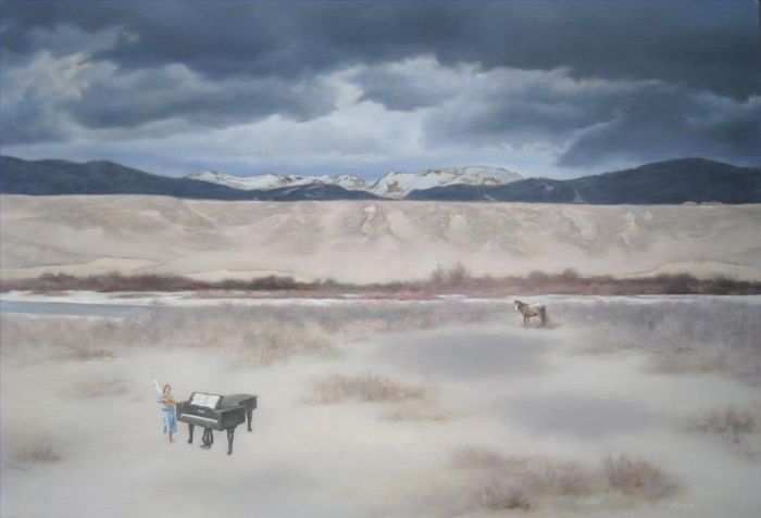 Yang Chunsheng's Contemporary Oil Painting - Holy Piano in Zhongdian