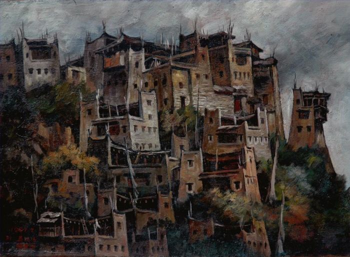Yang Jianguo's Contemporary Oil Painting - Houses
