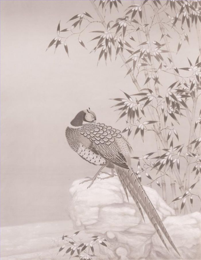 Yang Liqi's Contemporary Chinese Painting - Bamboo in The Snow