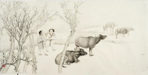 Contemporary Artwork by Yang Yunxi - Five Oxen
