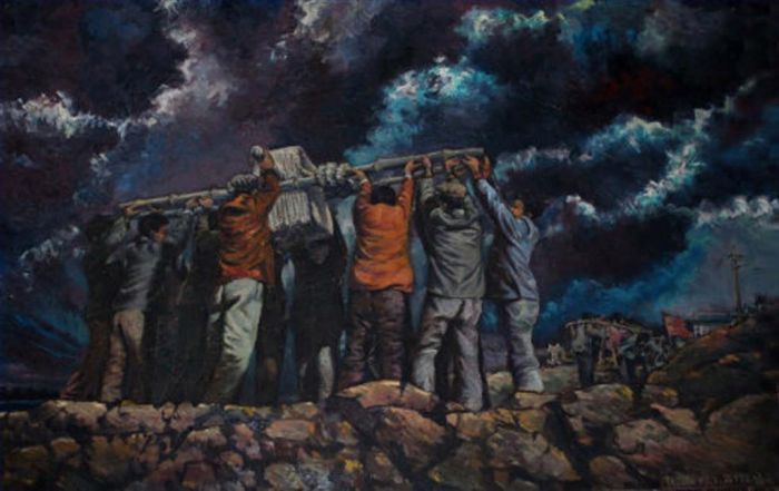 Ye Nong's Contemporary Oil Painting - Rammers' Work Chant