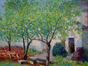 Contemporary Oil Painting - The Jujube Tree in Front of The Door