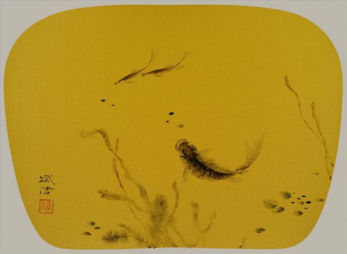 Yu Binghao's Contemporary Chinese Painting - Swimming Freely