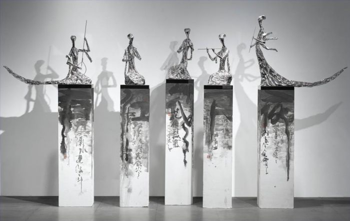 Yu Peng's Contemporary Sculpture - A Night of Flowers and Moonlight by The Spring River