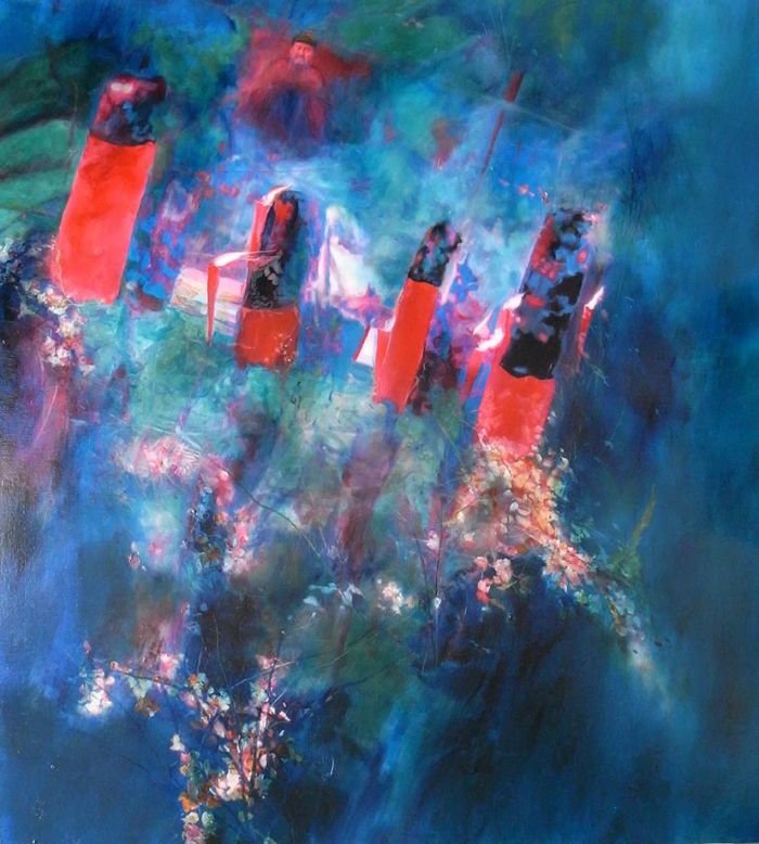 Yu Xiangming's Contemporary Oil Painting - City Ruin All Worships Are Illusions