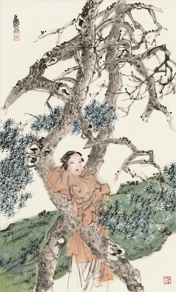 Yu Youshan's Contemporary Chinese Painting - Traditional Chinese Painting of Beautiful Women