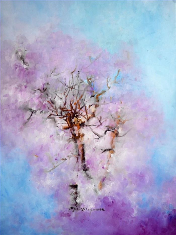 Yuan Qiuping's Contemporary Oil Painting - Cherry Blossom 2
