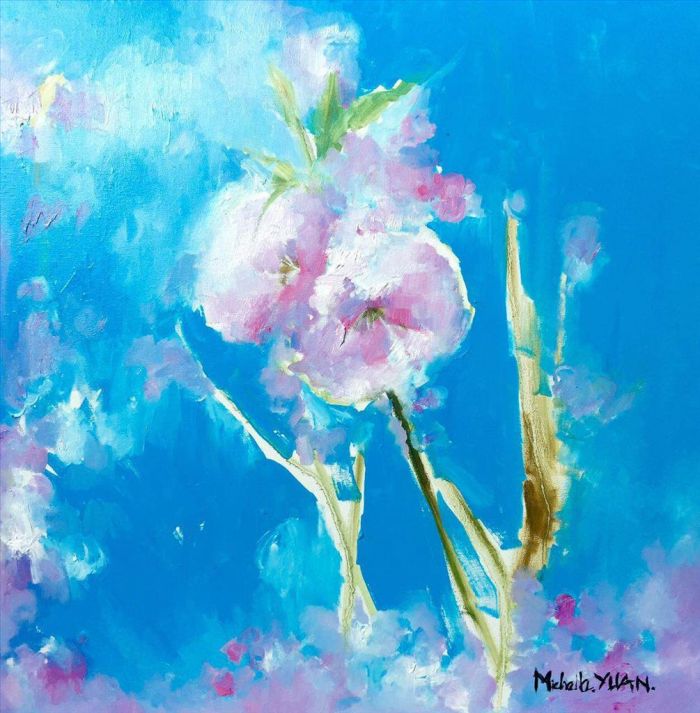Yuan Qiuping's Contemporary Oil Painting - Cherry Blossom 3