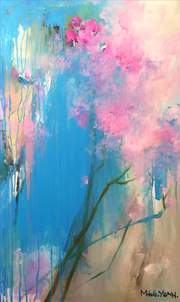 Yuan Qiuping's Contemporary Oil Painting - Cherry Blossom 4