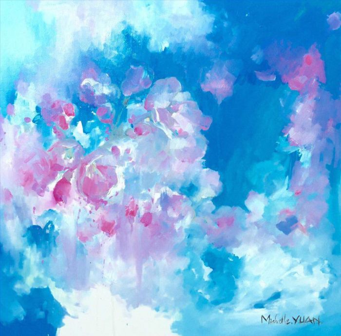 Yuan Qiuping's Contemporary Oil Painting - Cherry Blossom