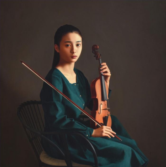 Yue Xiaoqing's Contemporary Oil Painting - Violinist