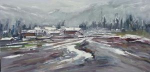 Contemporary Artwork by Zhang Changgui - Snow in Hometown
