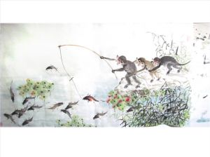 Contemporary Chinese Painting - Monkey'S Fishing
