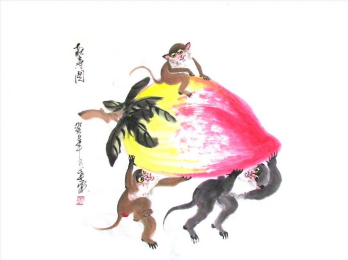 Zhang Naicheng's Contemporary Chinese Painting - Offer Birthday Congratulations