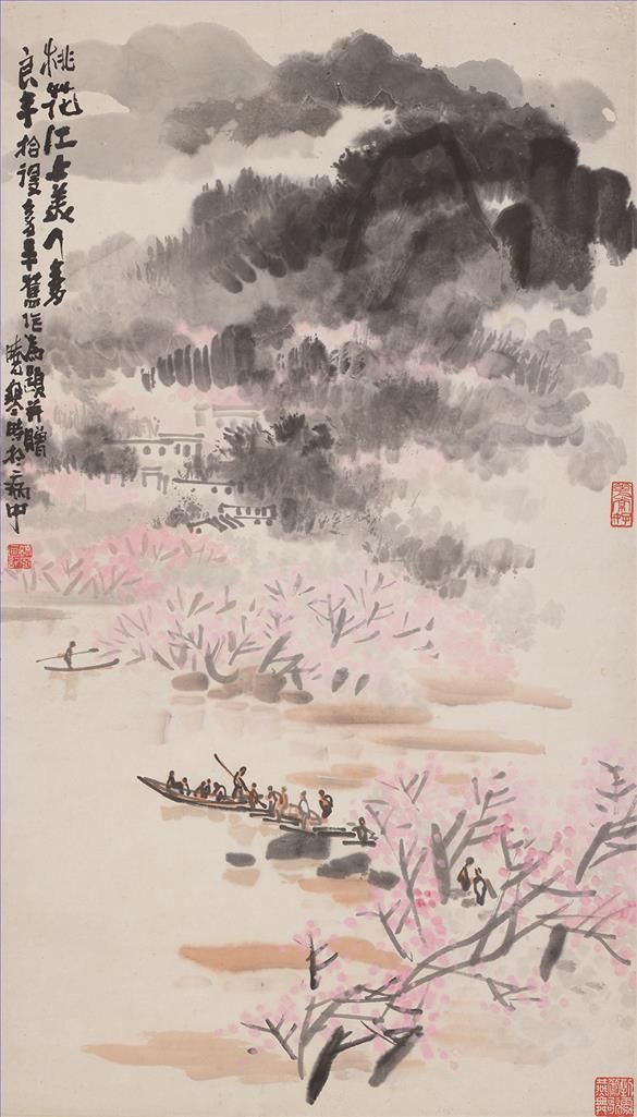 Zhang Xiaohan's Contemporary Chinese Painting - Beauties on Peach River
