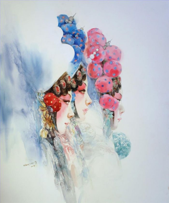 Zhang Xue's Contemporary Various Paintings - Splendidly Dressed