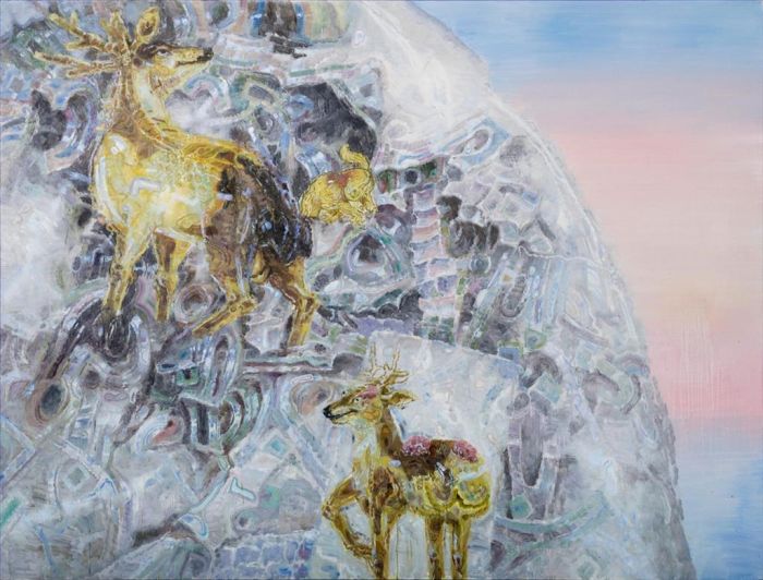 Zhang Yang's Contemporary Oil Painting - Lucky Stone and Strange Animal
