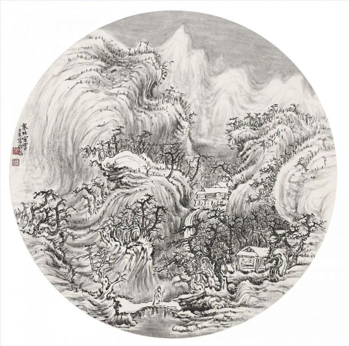 Zhang Zhengui's Contemporary Chinese Painting - Heavy Snow in The Winter Forest