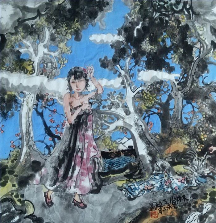 Zhang Zhichao's Contemporary Chinese Painting - In The Forest