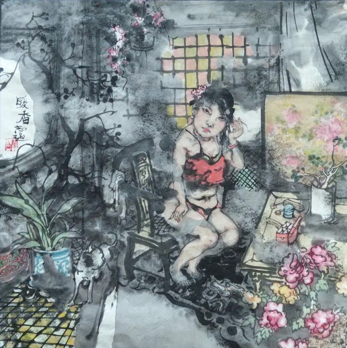 Zhang Zhichao's Contemporary Chinese Painting - Warming Fragrance