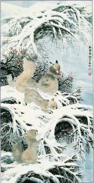 Contemporary Artwork by Zhao Chunqiu - Have Fun After Snow
