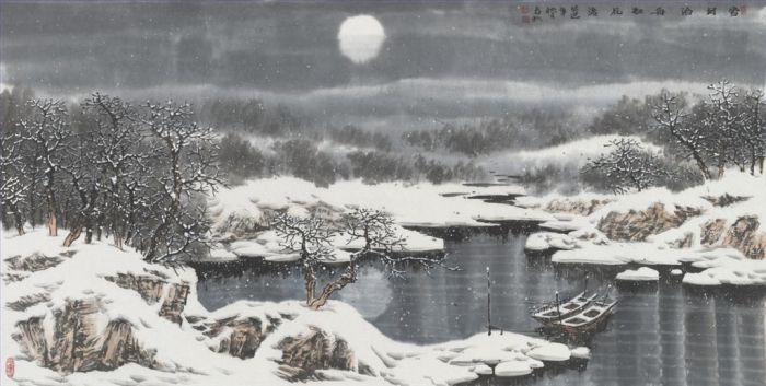 Zhao Chunqiu's Contemporary Various Paintings - Rest in A Moonlit Night After Snow