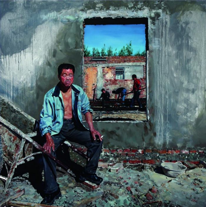 Zhao Heng's Contemporary Oil Painting - Construction Site Series