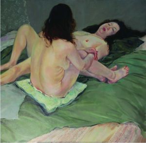 Contemporary Oil Painting - Two Naked Women 2