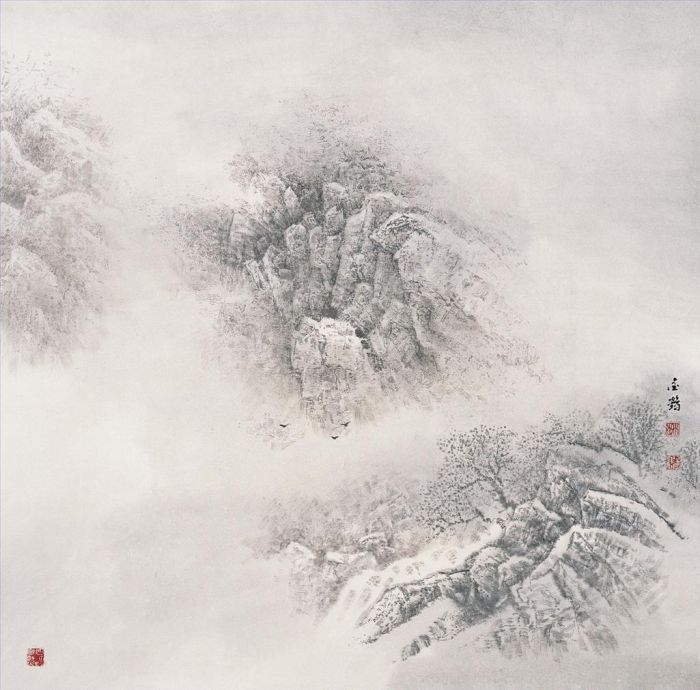 Zhao Jinhe's Contemporary Various Paintings - Cloud Over Peculiar Mountains