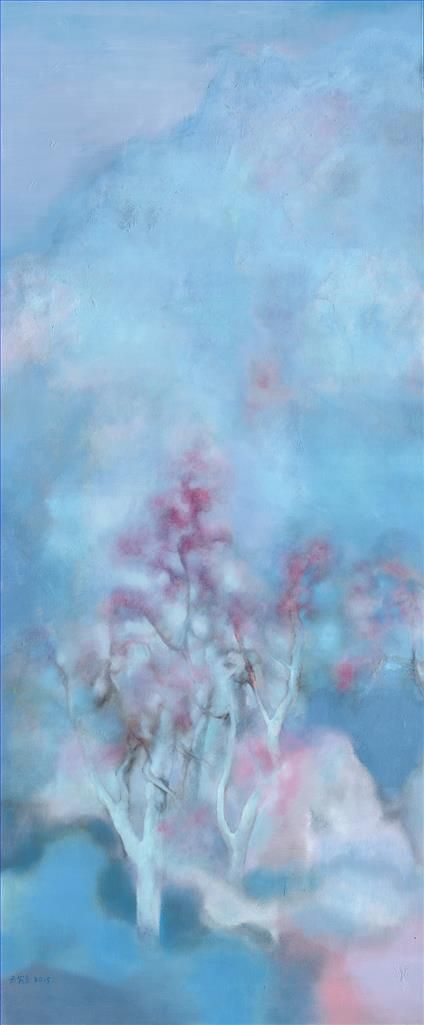 Zhou Maodong's Contemporary Oil Painting - Illusional Peach Blossom 2