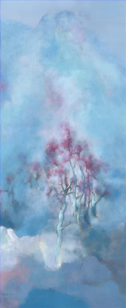 Zhou Maodong's Contemporary Oil Painting - Illusional Peach Blossom 3