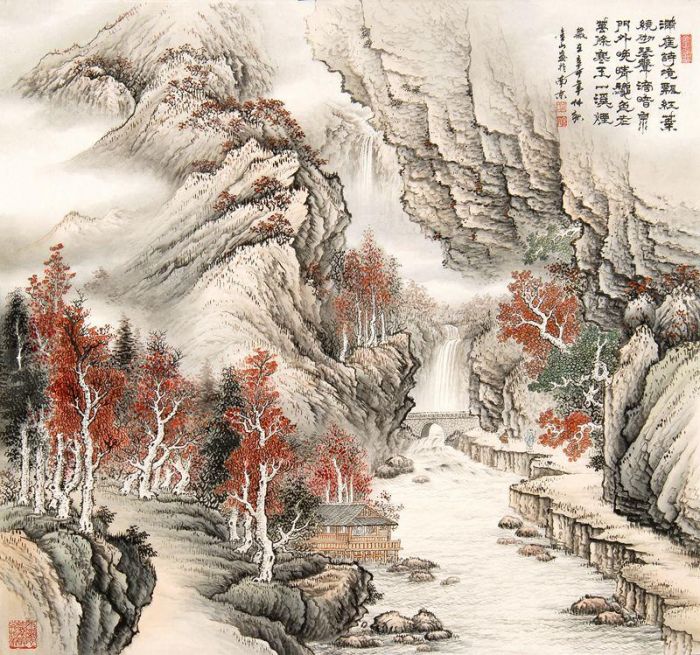 Zhou Jinshan's Contemporary Chinese Painting - Autumn Landscape