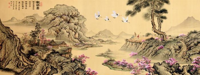Zhou Jinshan's Contemporary Chinese Painting - Cranes