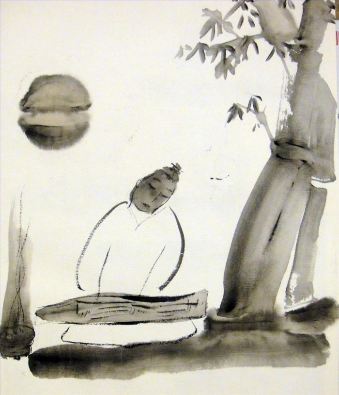 Zhou Qing's Contemporary Chinese Painting - Listen to The Song of A Musical Instrument